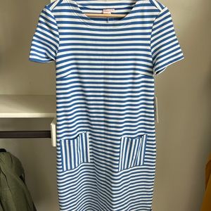 Persifor Blue & White Stripe Knee Length Dress